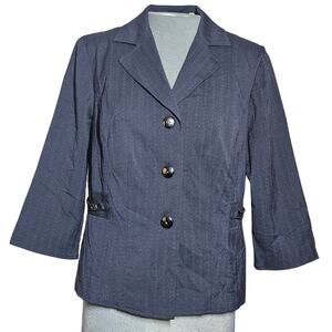 Blue Pinstriped Blazer Jacket Size 10 Petite